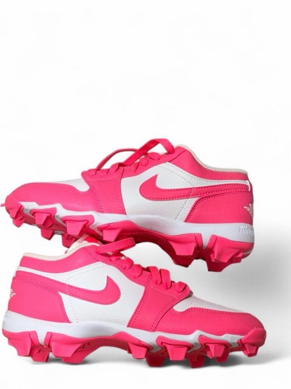 Jordan Youth Pink and White Softball Cleats